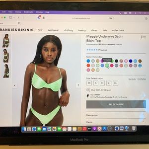 FRANKIES BIKINIS brand NEW underwire satin bikini top in honeydew!!